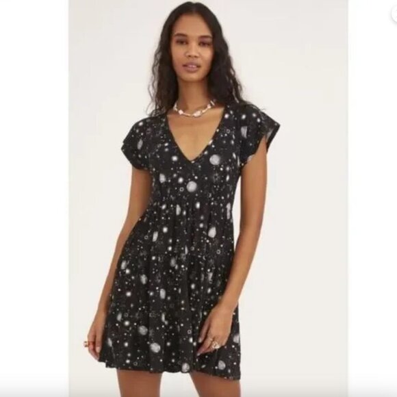 Urban Outfitters Julia Star Moon Space Short Sleeve Mini Dress Size‎ XS - Picture 1 of 6